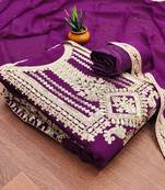 purple georgette embroidered dress material