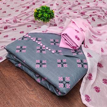grey cotton printed dress material 1