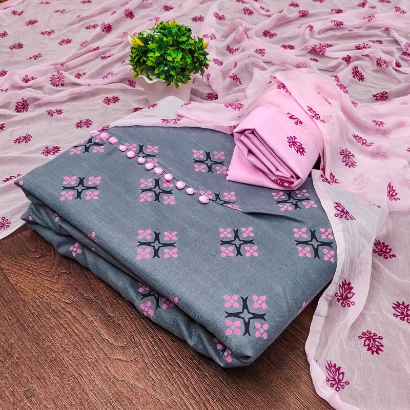 grey cotton printed dress material