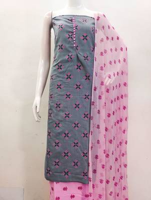 grey cotton printed dress material 2