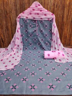 grey cotton printed dress material 3
