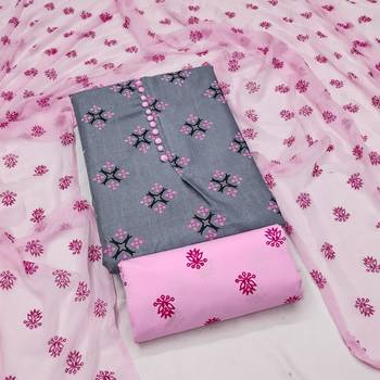 grey cotton printed dress material 4