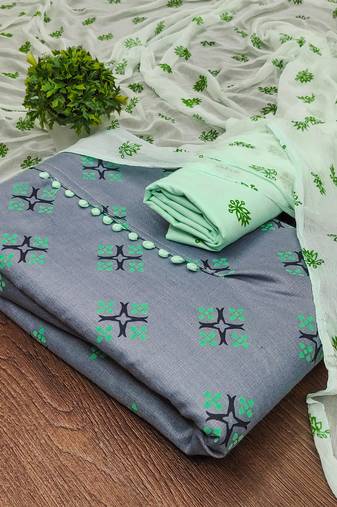 grey cotton printed dress material