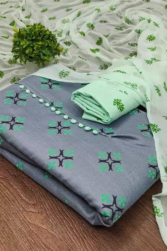 grey cotton printed dress material