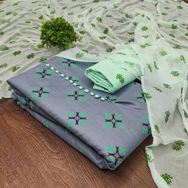 grey cotton printed dress material