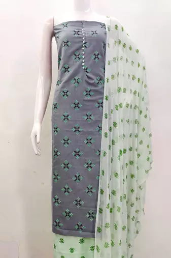 grey cotton printed dress material