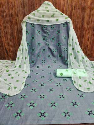 grey cotton printed dress material 3