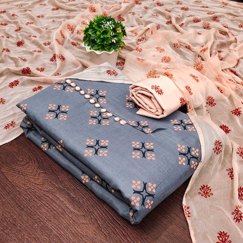 grey cotton printed dress material