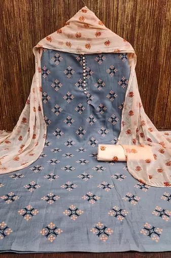 grey cotton printed dress material