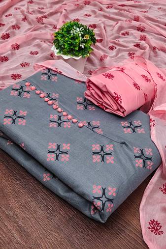 grey cotton printed dress material