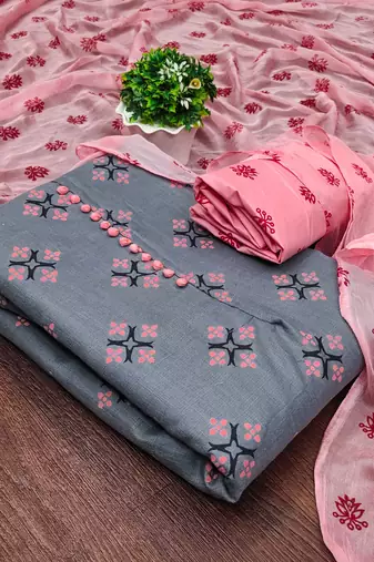 grey cotton printed dress material