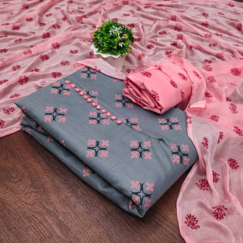 grey cotton printed dress material