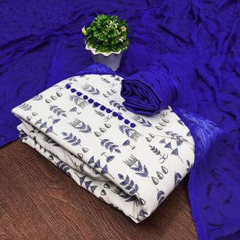 cream cotton printed dress material 1