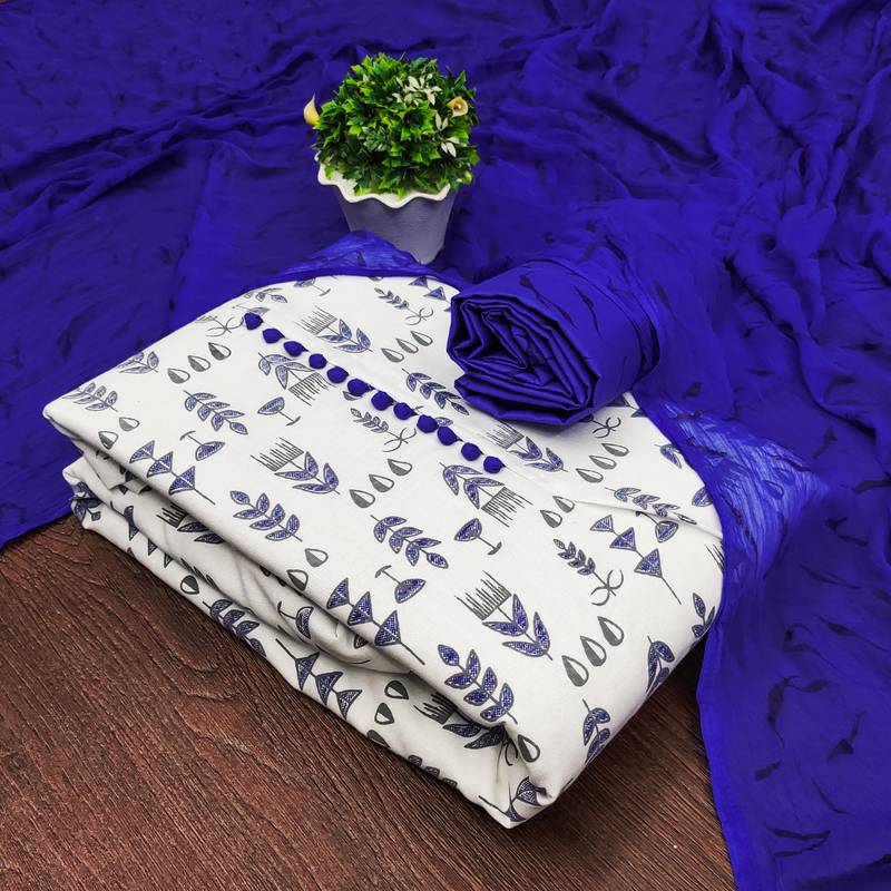 cream cotton printed dress material