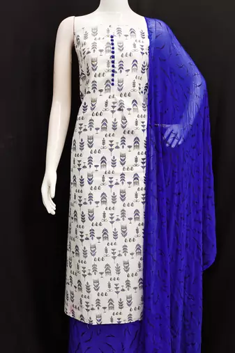 cream cotton printed dress material