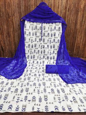 cream cotton printed dress material 3