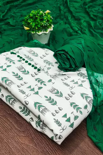 cream cotton printed dress material