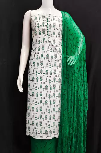 cream cotton printed dress material