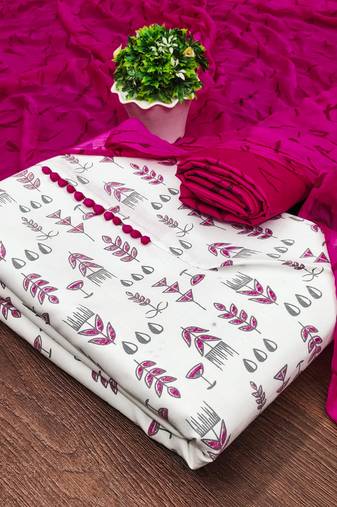 cream cotton printed dress material