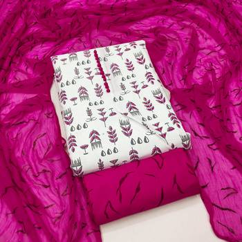 cream cotton printed dress material 4
