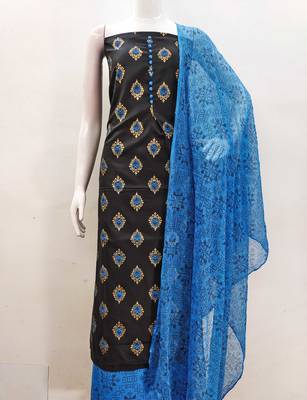black cotton printed dress material 2