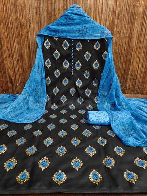 black cotton printed dress material 3