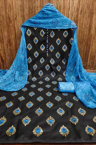 black cotton printed dress material