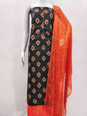 black cotton printed dress material 2