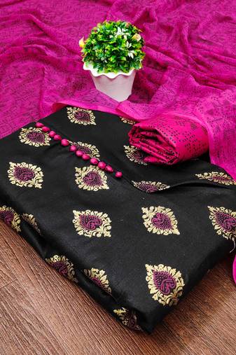 black cotton printed dress material