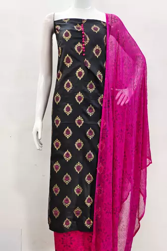 black cotton printed dress material