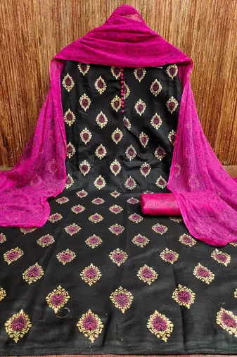 black cotton printed dress material
