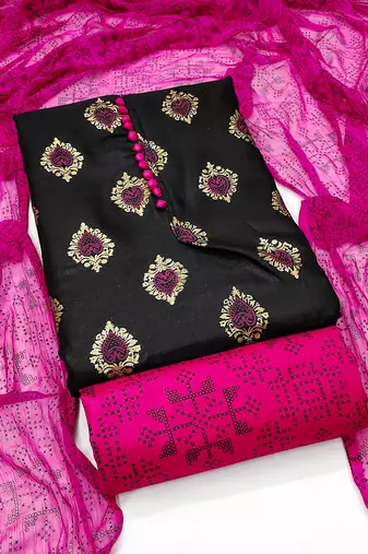 black cotton printed dress material