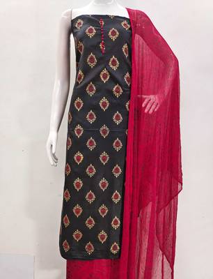 black cotton printed dress material 2