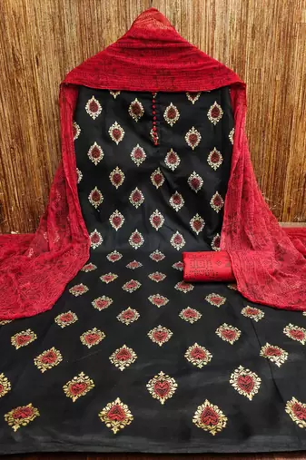 black cotton printed dress material