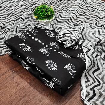 black cotton printed dress material 1