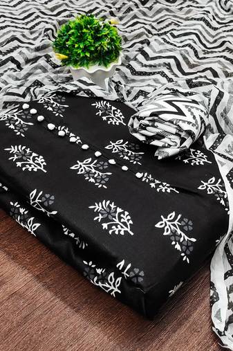 black cotton printed dress material