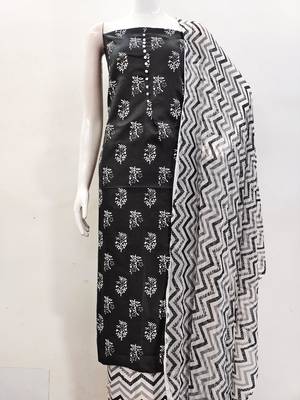 black cotton printed dress material 2