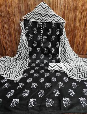 black cotton printed dress material 3