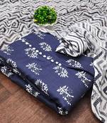 navy blue cotton printed dress material