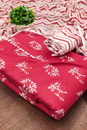 pink cotton printed dress material