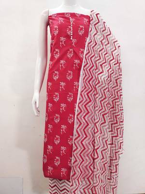 pink cotton printed dress material 2