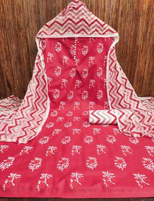 pink cotton printed dress material 3