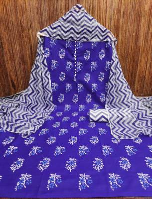 royal blue cotton printed dress material 3