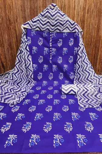 royal blue cotton printed dress material