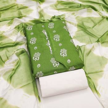 green cotton printed dress material 4