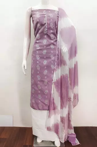 purple cotton printed dress material