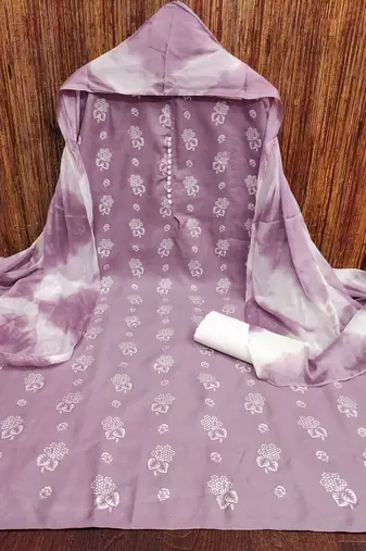 purple cotton printed dress material