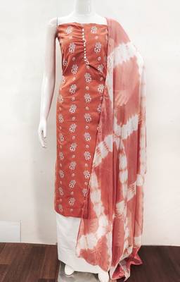 orange cotton printed dress material 2