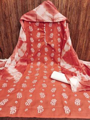 orange cotton printed dress material 3