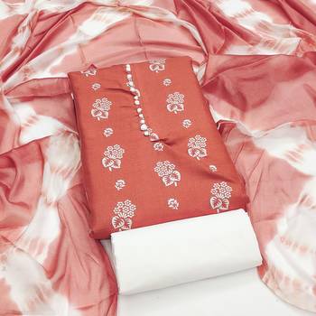 orange cotton printed dress material 4